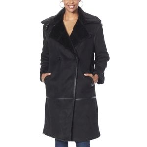 NWOT Avec De Filles Faux Shearling Sherpa Black Coat Jacket Size 1X